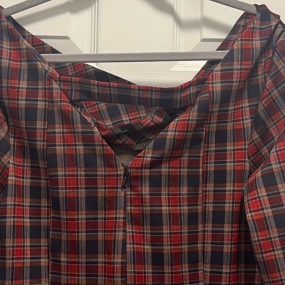 Unique Vintage Red Plaid Carmen
Half Sleeve Wiggle Dress Mad Men 2XL - NWT - Picture 9 of 15